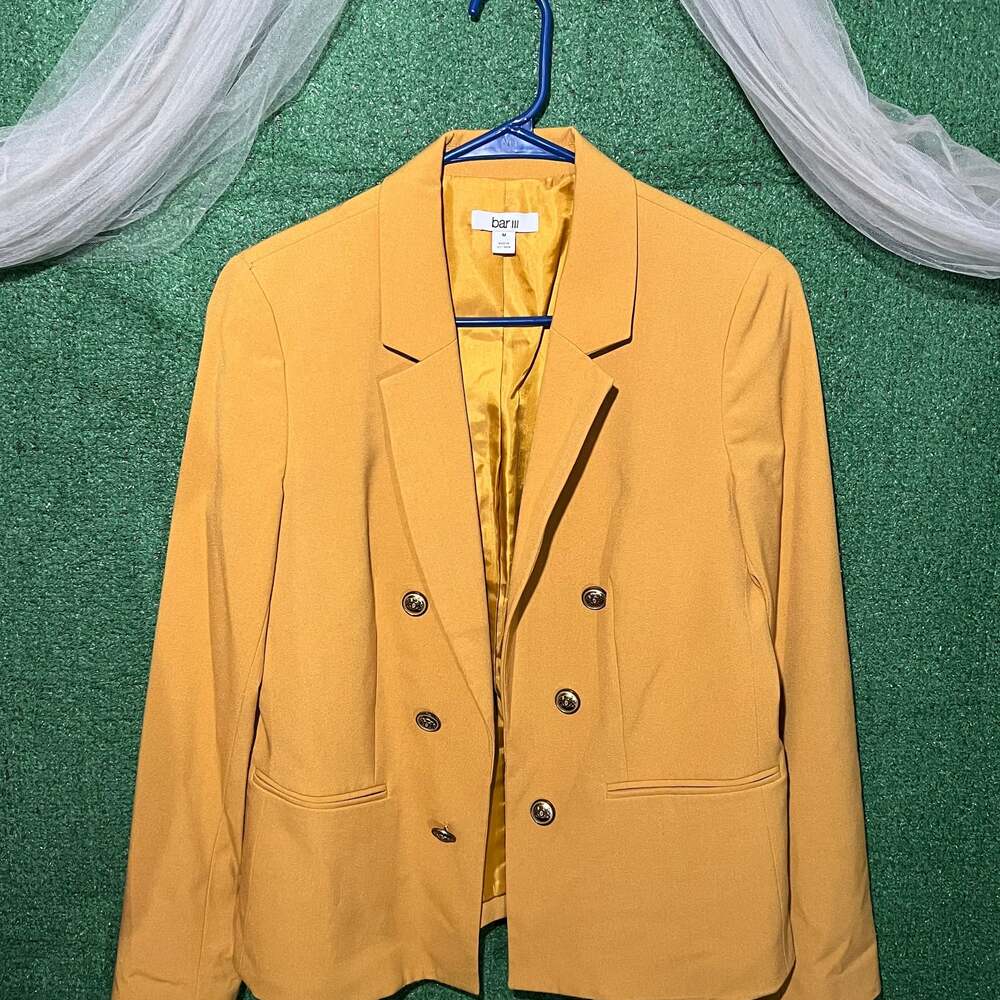 Bar 111 Petite Long Sleeve Double Breasted Crepe Blazer